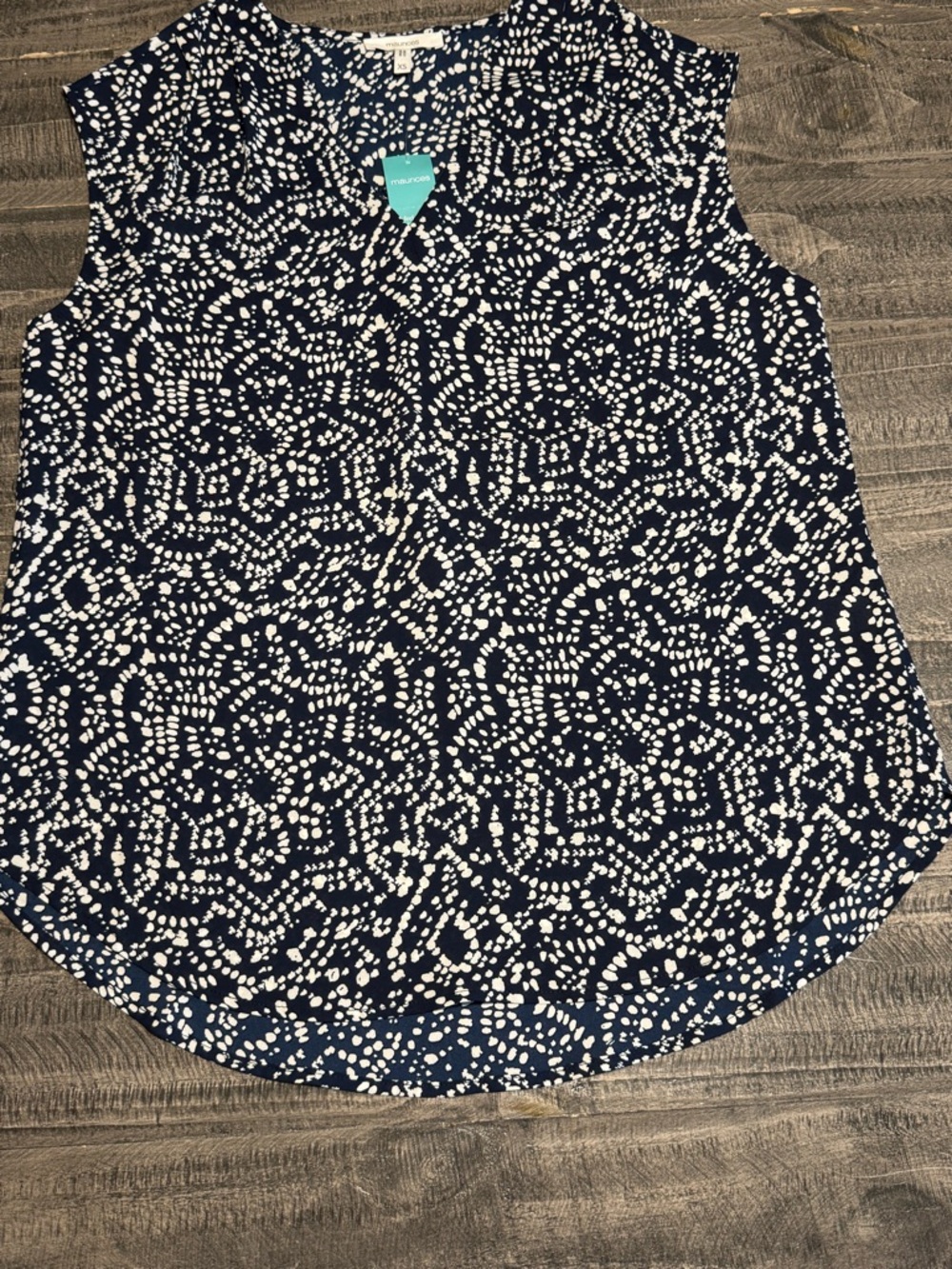 Maurices Navy and White Printed Sleeveless Dressy Tank